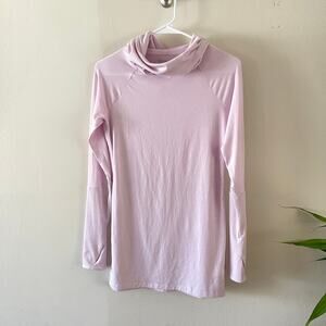 Athleta Essence Tunic Top Womens XS Pink Hooded Cowl Neck Athleisure Casual